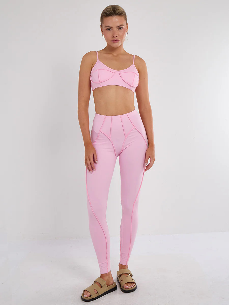 Seam Detail Bralet and Leggings Gym Set