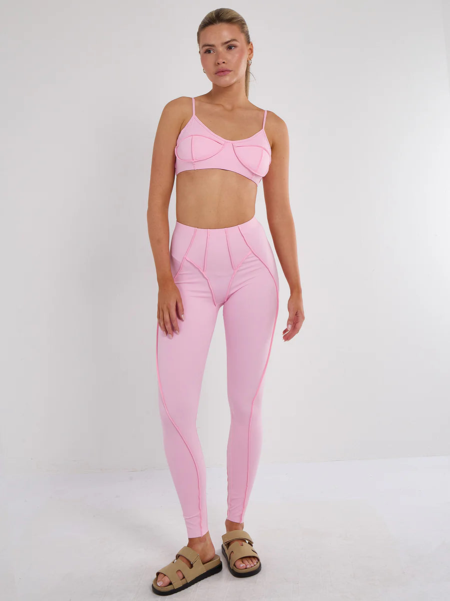 Seam Detail Bralet and Leggings Gym Set