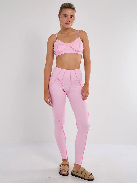 Seam Detail Bralet and Leggings Gym Set