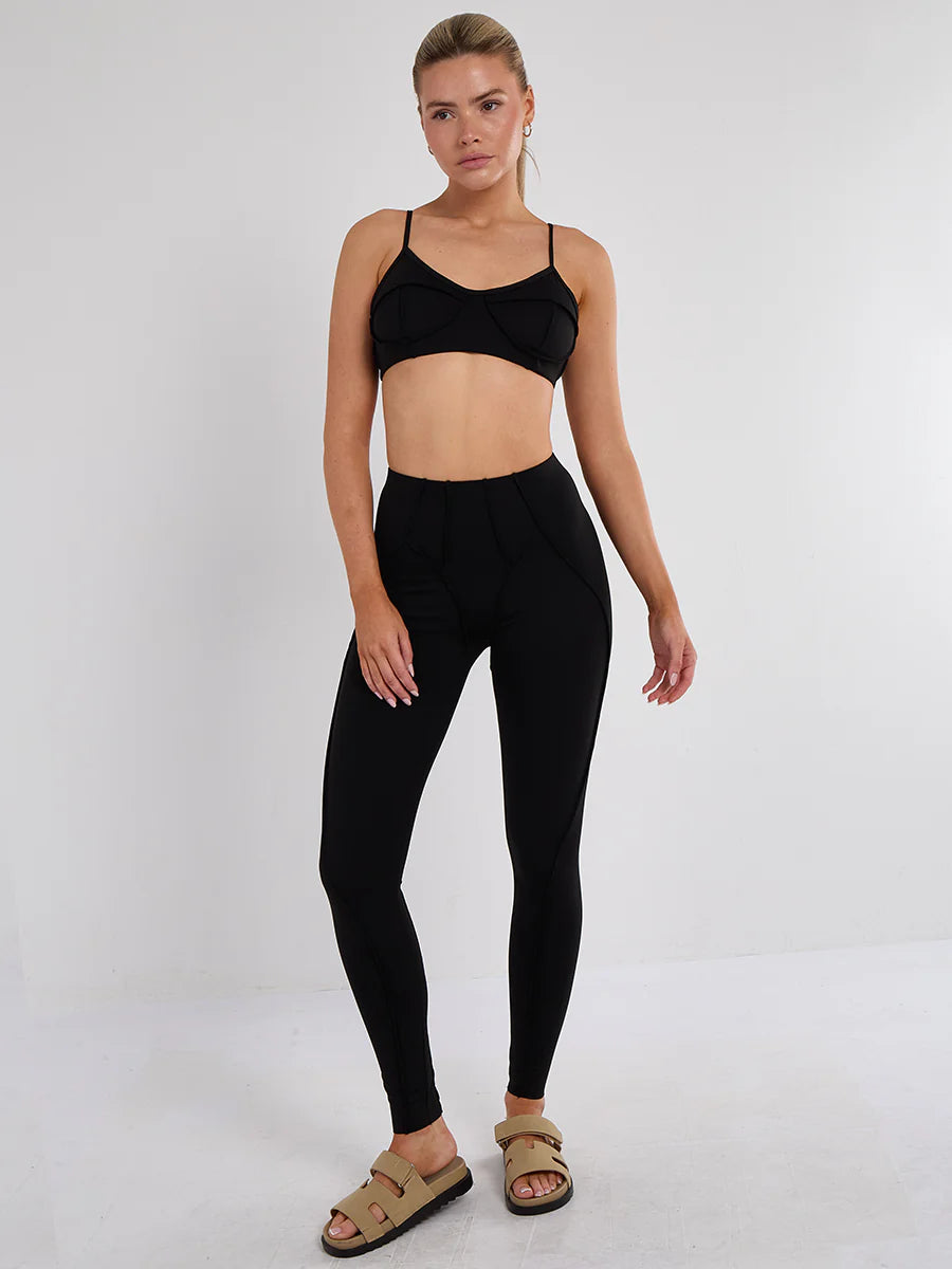 Seam Detail Bralet and Leggings Gym Set