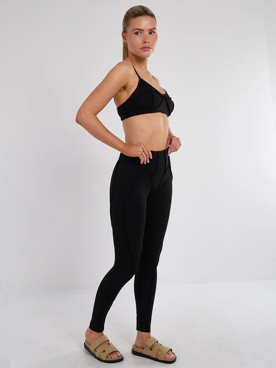 Seam Detail Bralet and Leggings Gym Set