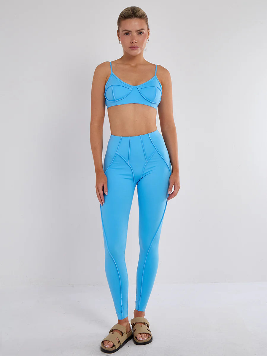 Seam Detail Bralet and Leggings Gym Set