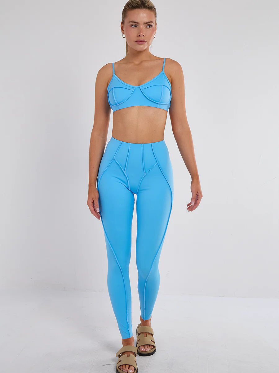 Seam Detail Bralet and Leggings Gym Set