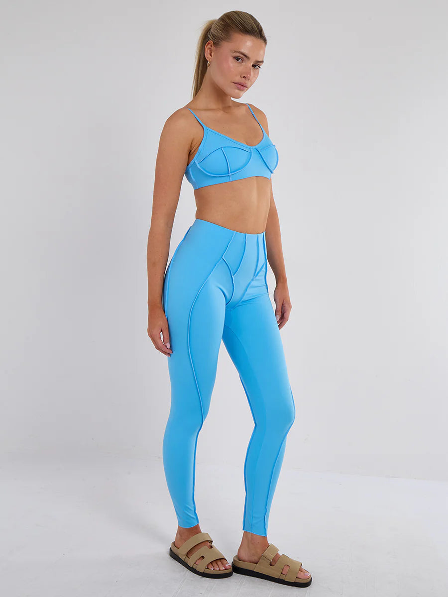 Seam Detail Bralet and Leggings Gym Set