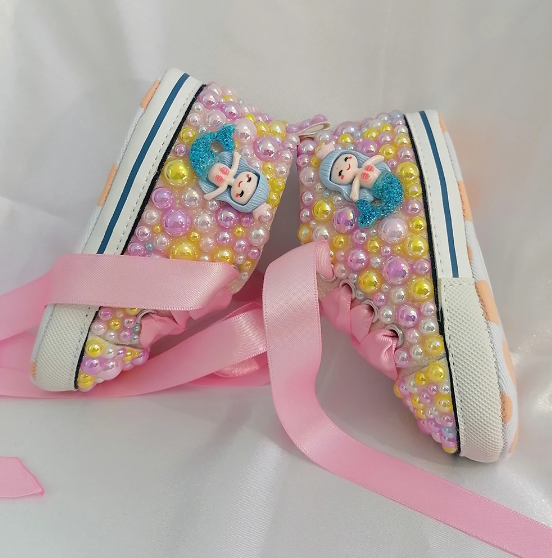 Handmade Bow Pearl Rhinestones Baby Girls Shoes