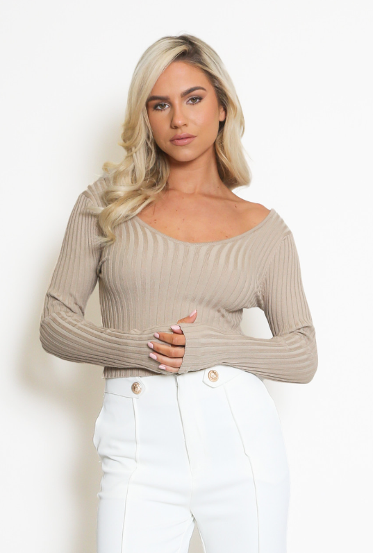 V Neck Ribbed Jumper