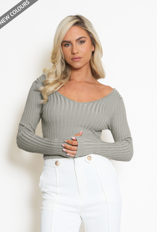 V Neck Ribbed Jumper