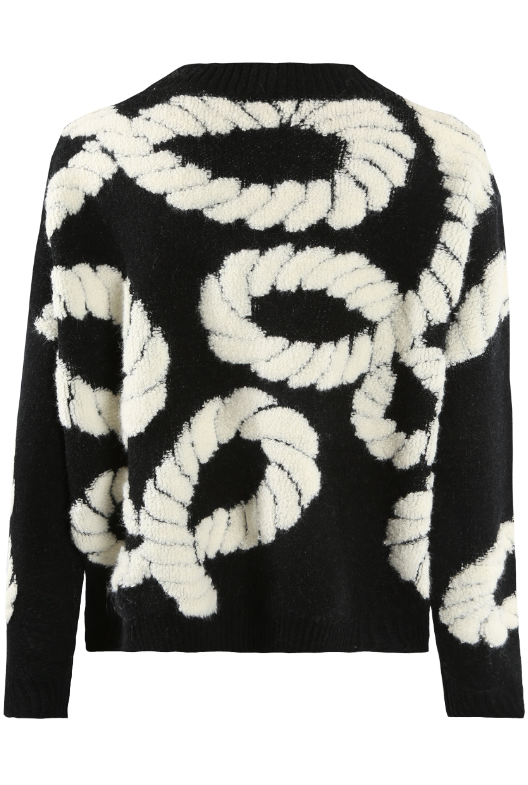 Rope Print Round Neck Knitted Jumper