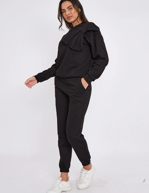 Bow Detail Sweatshirt & Jogger Fleece Co-ord