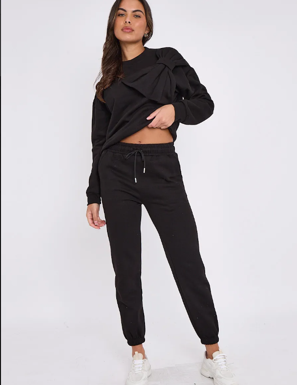 Bow Detail Sweatshirt & Jogger Fleece Co-ord