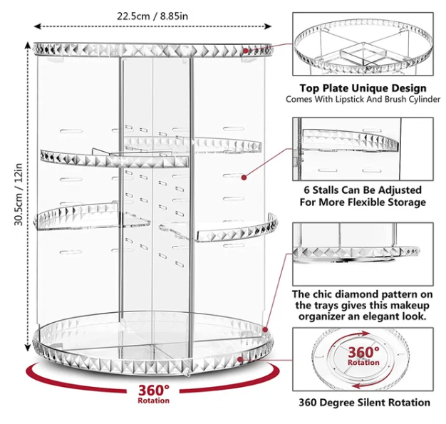 Large Rotating Makeup Organizer