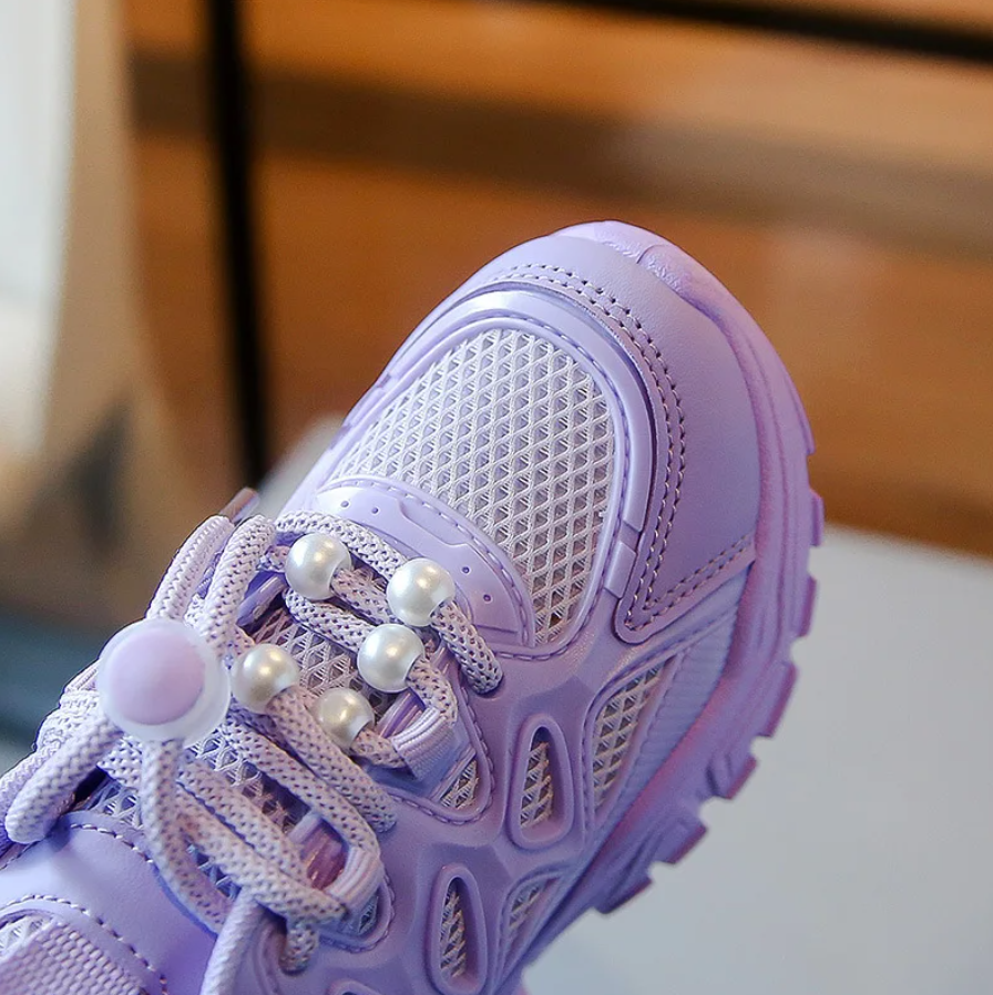 Breathable Mesh Trainers With Pearls