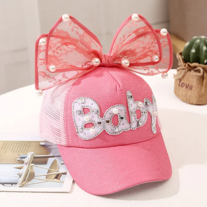 Pearl Bowknot Children's Adjustable Baseball Hat