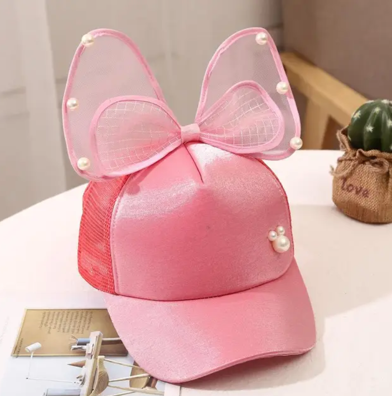 Pearl Bowknot Children's Adjustable Baseball Hat