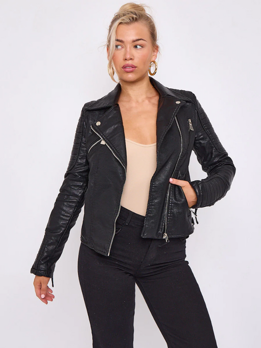 Faux Leather PU Biker Jacket