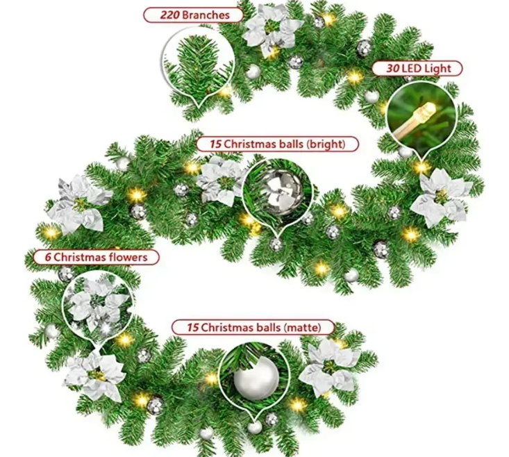 Christmas Garland Decoration With Lights