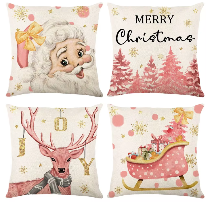 Pink Christmas Cushion Covers