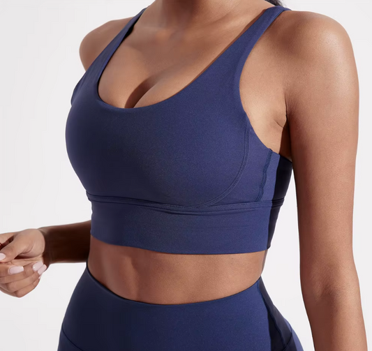 Solid Padded Cross Back Sports Bra