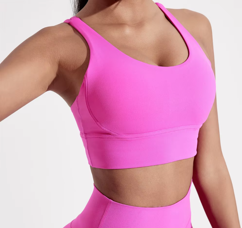 Solid Padded Cross Back Sports Bra
