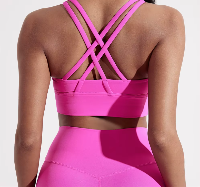 Solid Padded Cross Back Sports Bra