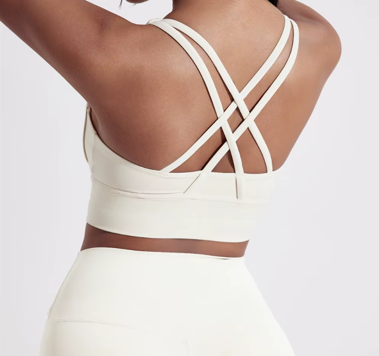 Solid Padded Cross Back Sports Bra