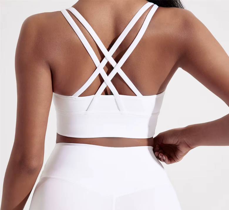Solid Padded Cross Back Sports Bra
