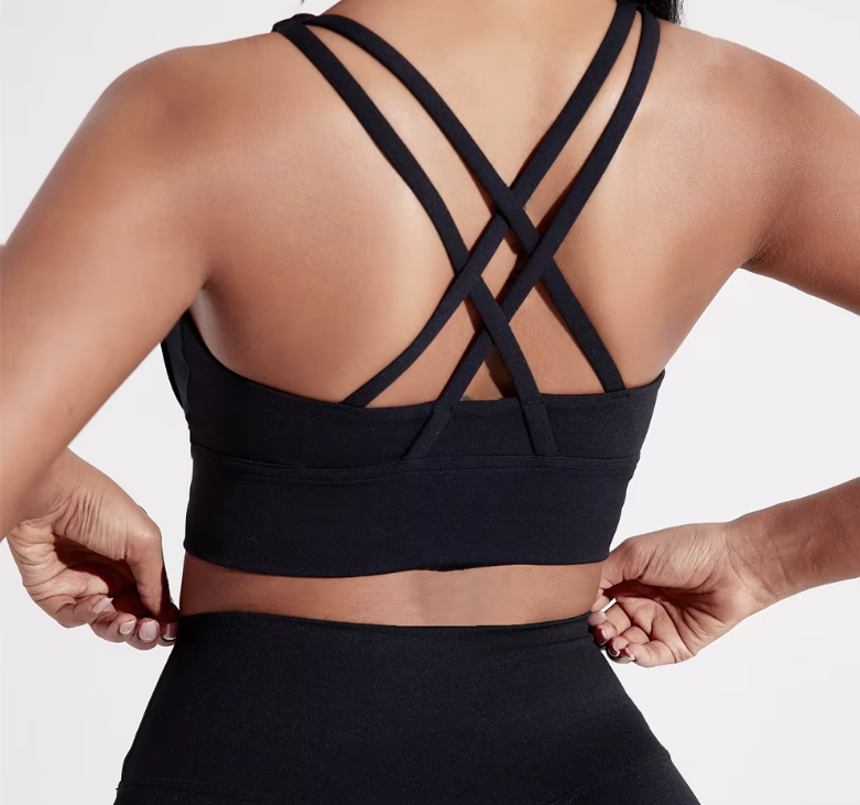 Solid Padded Cross Back Sports Bra