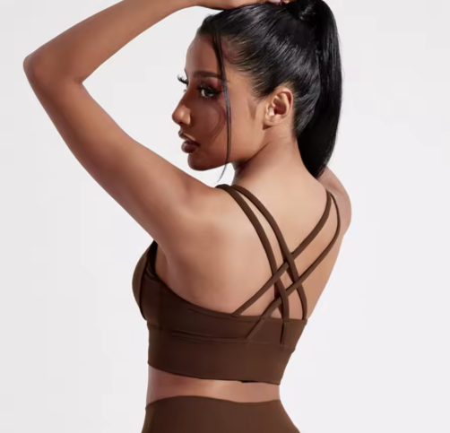 Solid Padded Cross Back Sports Bra