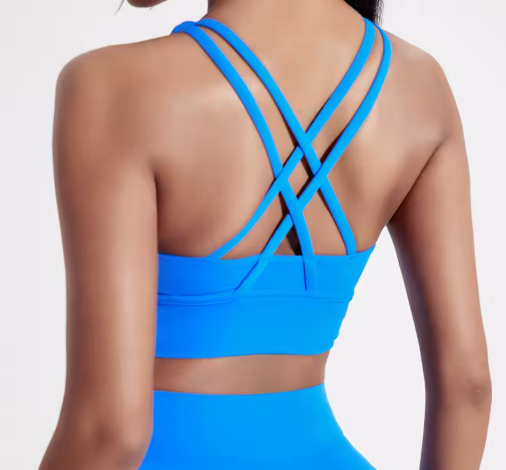 Solid Padded Cross Back Sports Bra