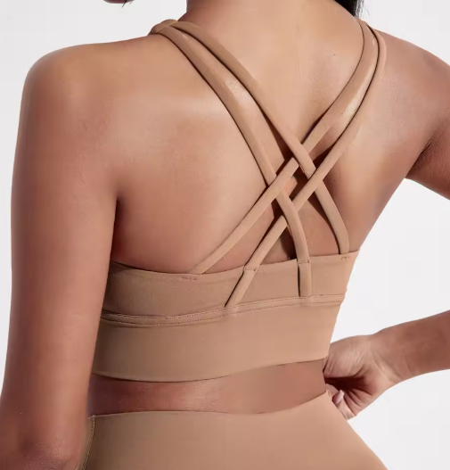 Solid Padded Cross Back Sports Bra