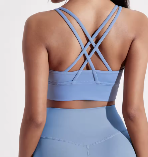 Solid Padded Cross Back Sports Bra