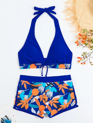 High Waist Swimming Shorts With Bikini Top