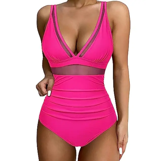 One-Piece Deep V-neck Swimsuit