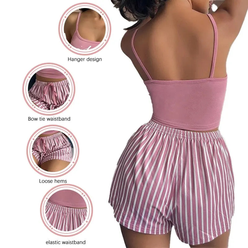 Pink Stripy Short Pyjama Set