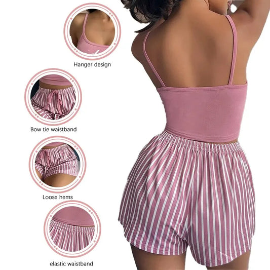 Pink Stripy Short Pyjama Set