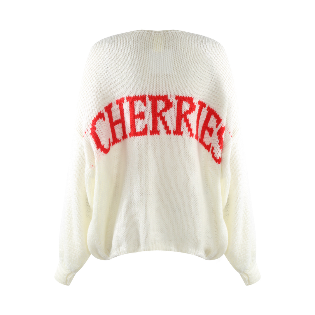 Cherries Slogan Cardigan