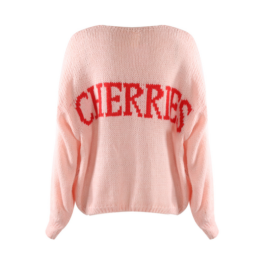 Cherries Slogan Cardigan