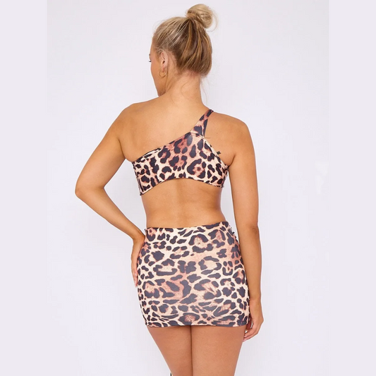 Leopard Print Cross Top & Drape Skirt Co-ord