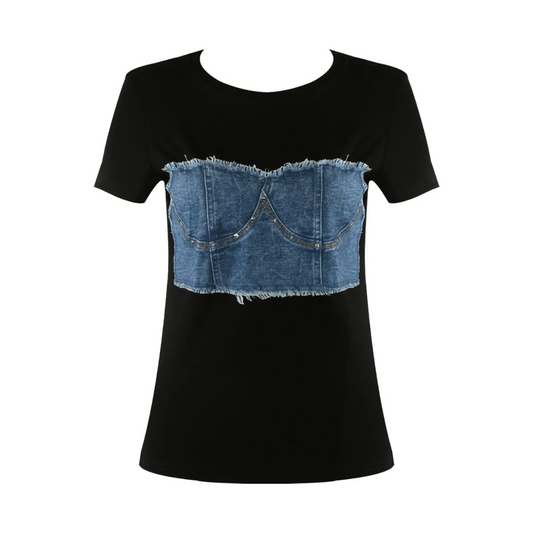 Denim Corset Print T'Shirt