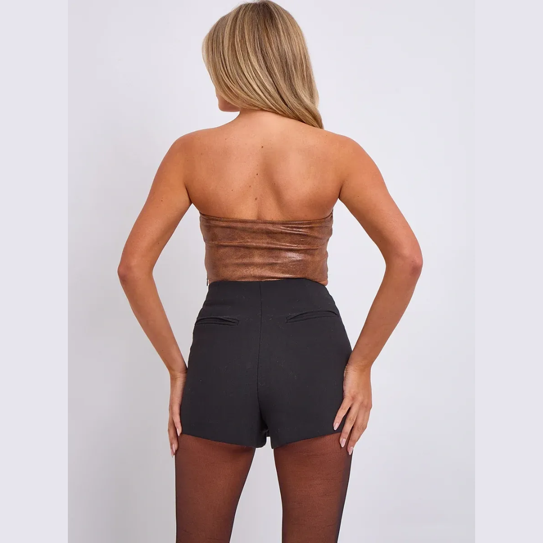 Faux Leather Corset Style Bandeau Top