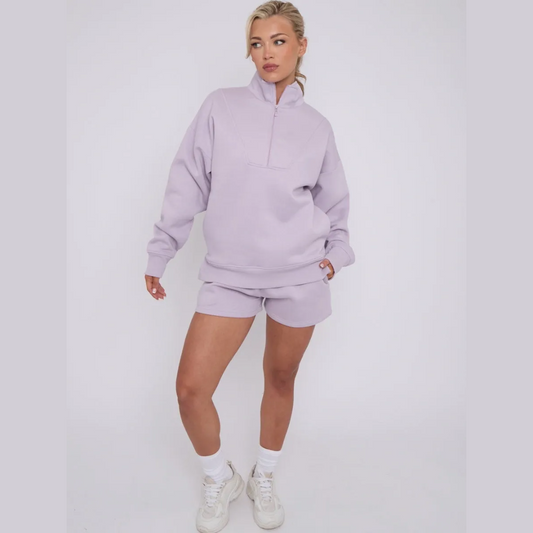 1/2 Zip Top & Shorts Fleece Co-ord