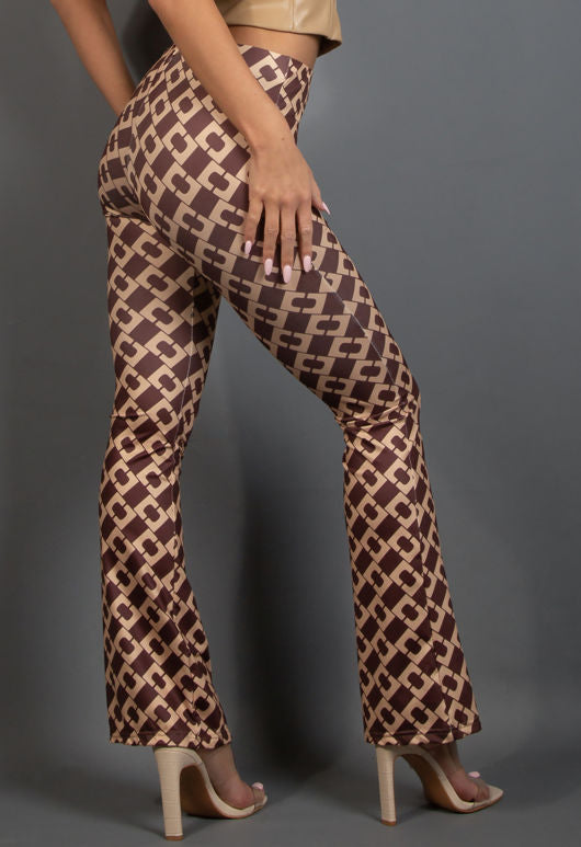 Chain Print Flare Trousers