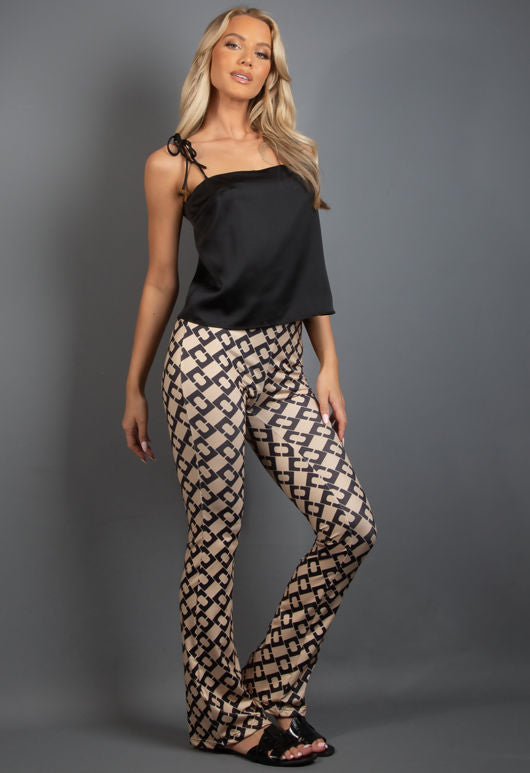 Chain Print Flare Trousers