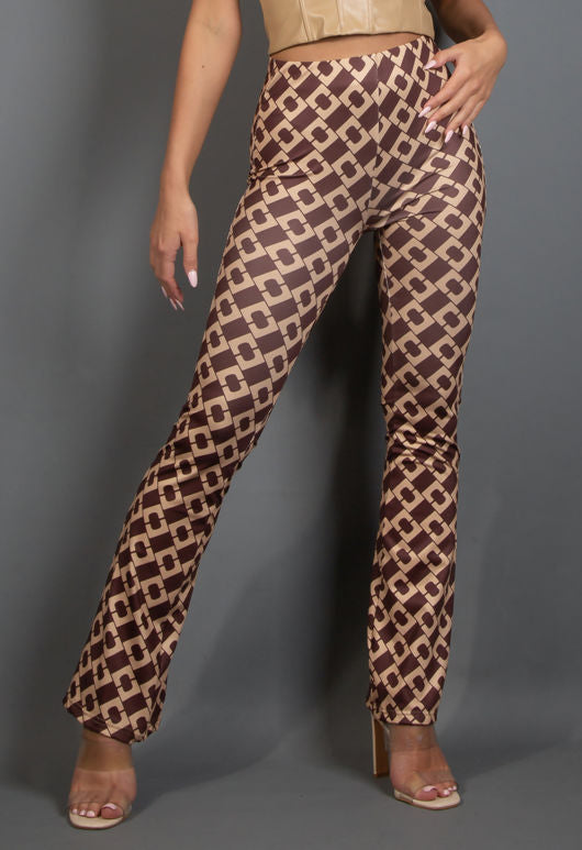 Chain Print Flare Trousers