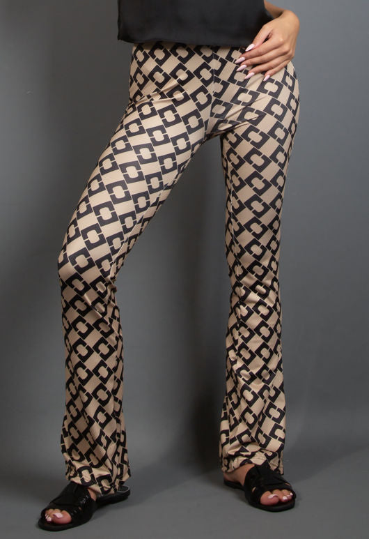 Chain Print Flare Trousers