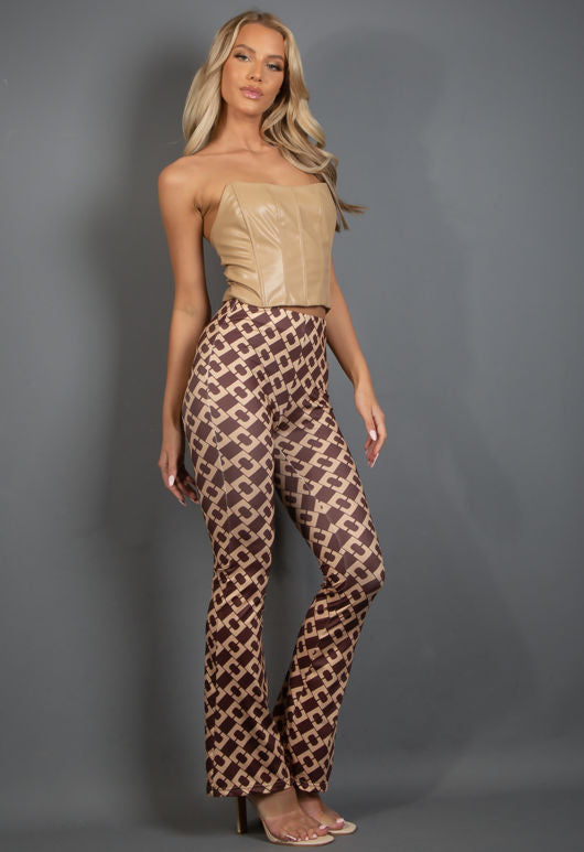 Chain Print Flare Trousers