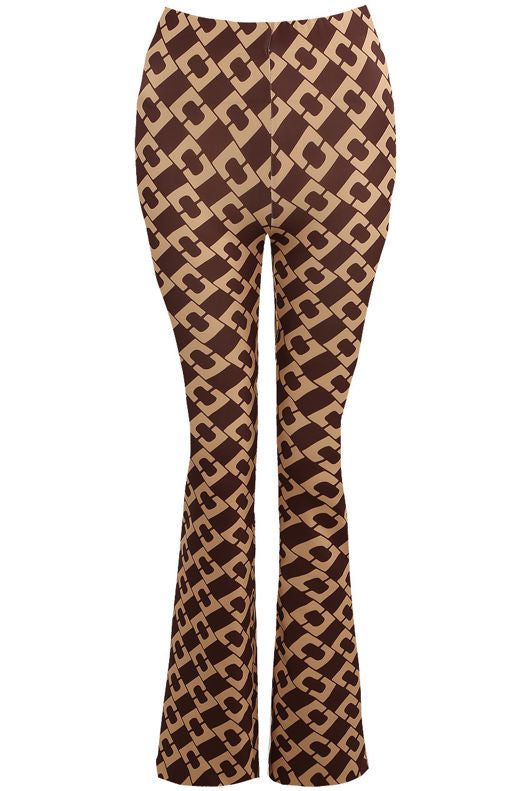 Chain Print Flare Trousers