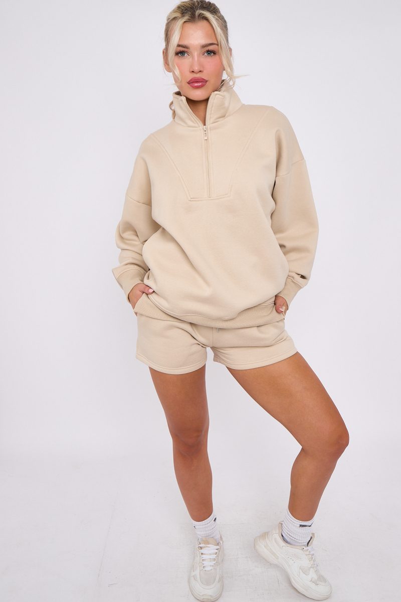 1/2 Zip Top & Shorts Fleece Co-ord