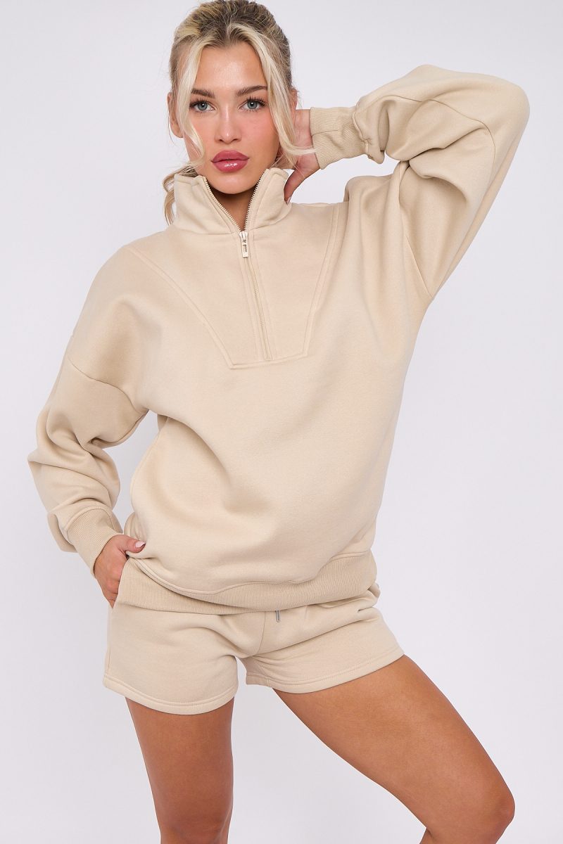 1/2 Zip Top & Shorts Fleece Co-ord