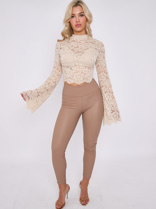 Padded Bust Lace Detail Crop Top